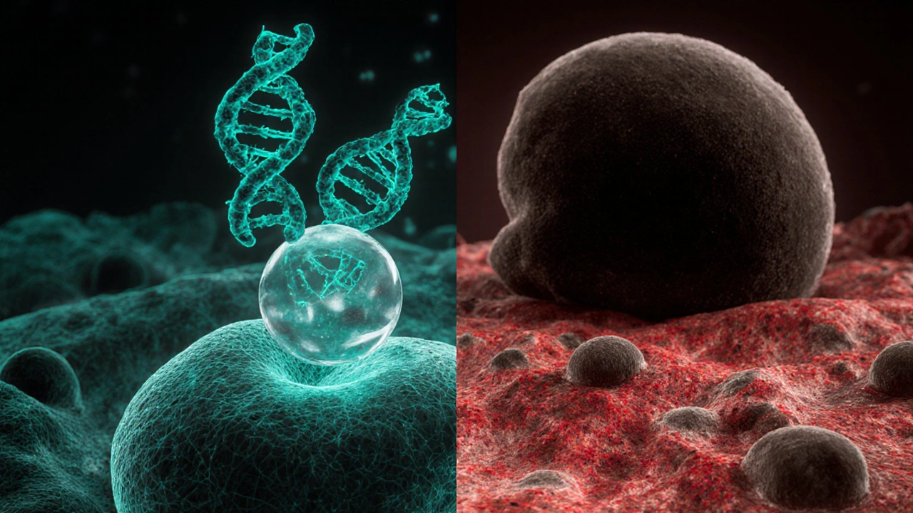 Illustration showing HBV DNA integration, inflammation, and tumor in liver cells.
