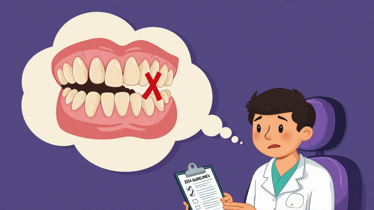 Patient worried about jaw necrosis, but dentist and doctor reassure with treatment plan.