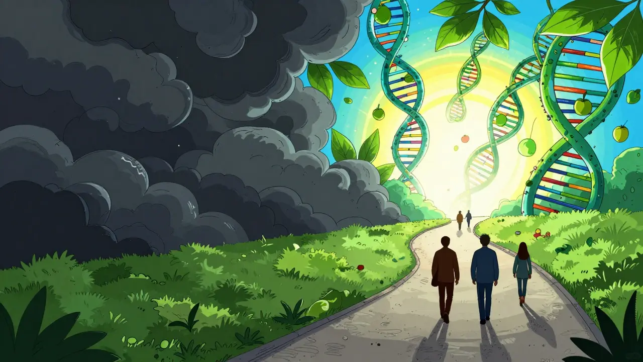 Pathway showing genetic research leading to safer medication options.